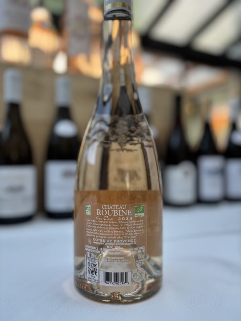 2024 Château Roubine, Rosé, Premium, Cru Classe, Côtes de Provence (back label);