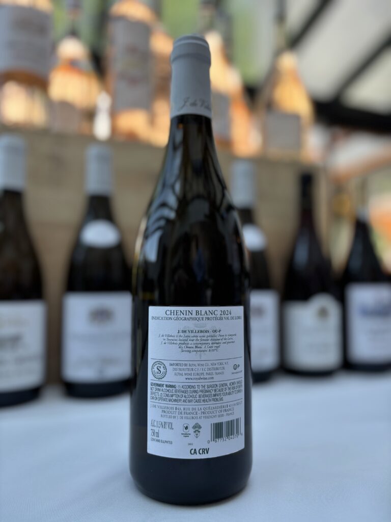 2024 J. de Villebois, Chenin Blanc, Val de Loire IGT (back label);
