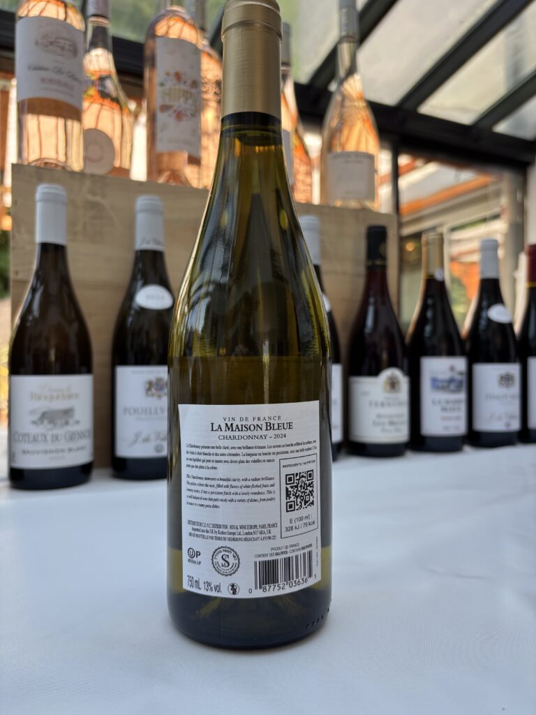 2024 La Maison Bleue, Chardonnay, Vin de France (back label);