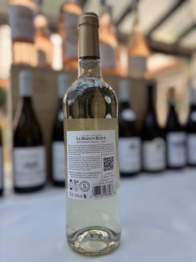 2024 La Maison Bleue, Sauvignon Blanc, Vin de France (back label);