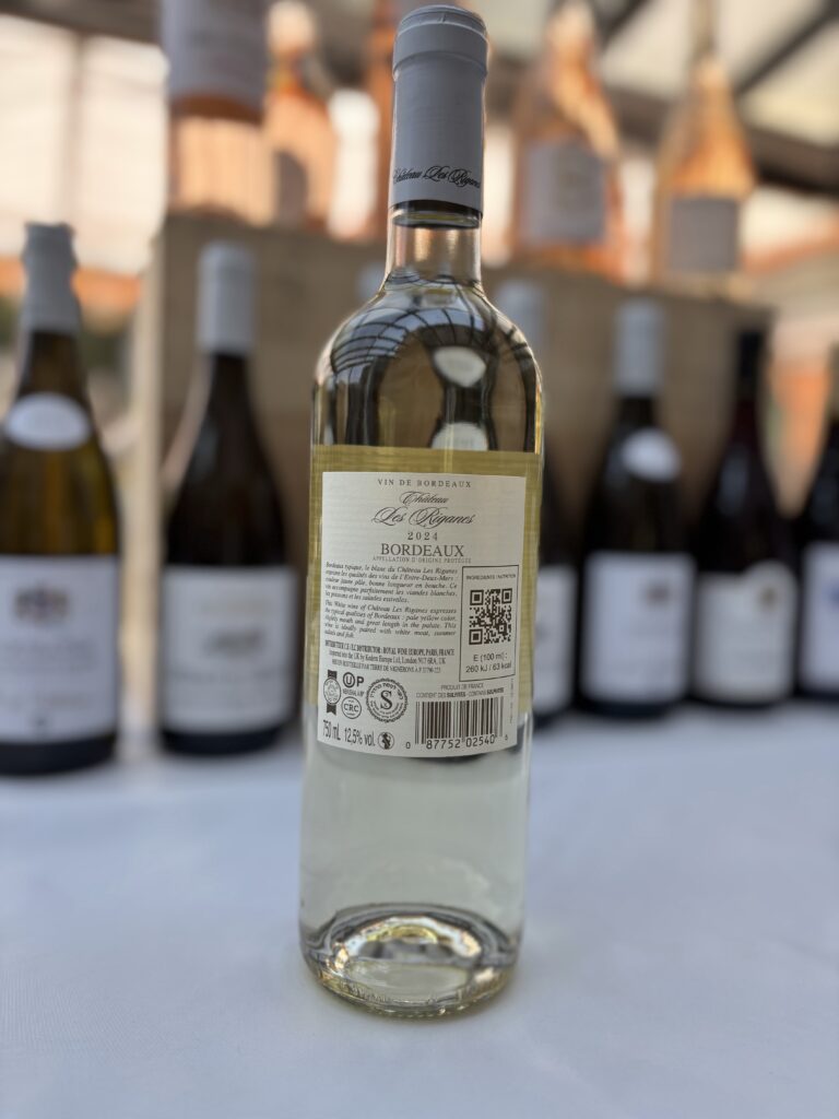 2024 Château Les Riganes, Blanc, Bordeaux (back label);