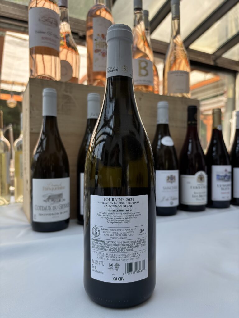 2024 J. de Villebois, Touraine, Sauvignon Blanc (back label);