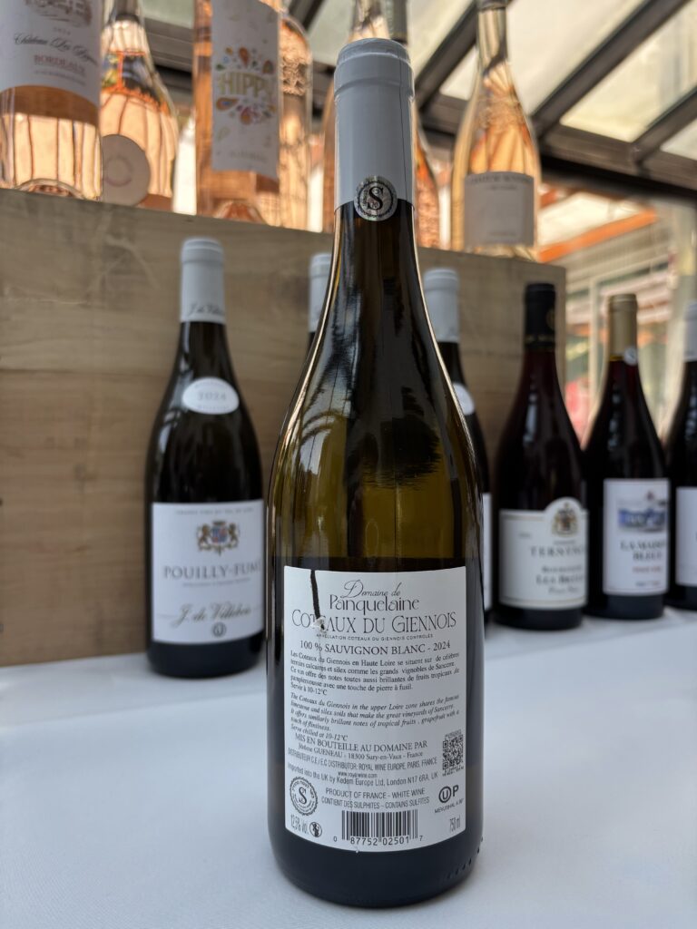 Domaine de Panquelaine, Coteaux du Giennois, Sauvignon Blanc (back label);