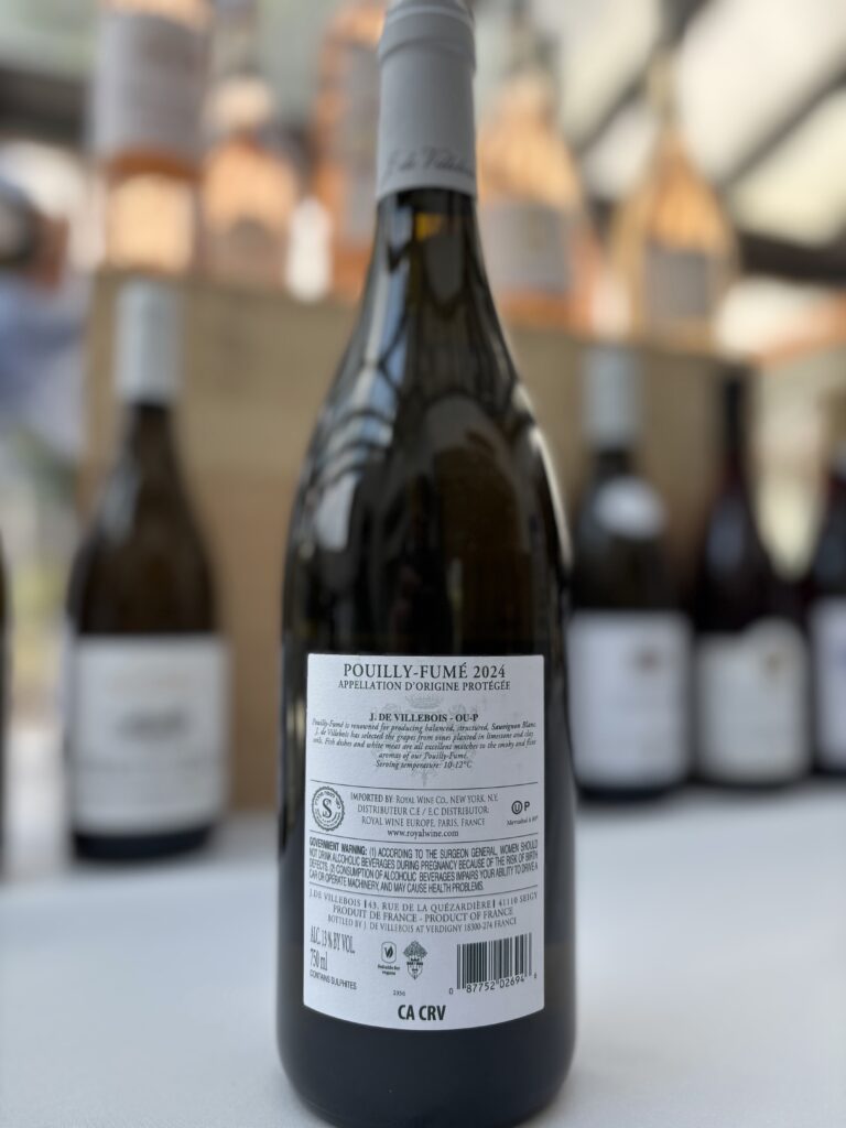 2024 J. de Villebois, Pouilly Fumé (back label);