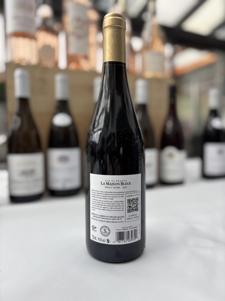 2024 La Maison Bleue, Pinot Noir, Vin de France (back label);