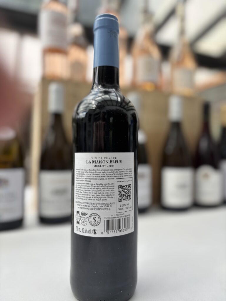 2024 La Maison Bleue, Merlot, Vin de France (back label);