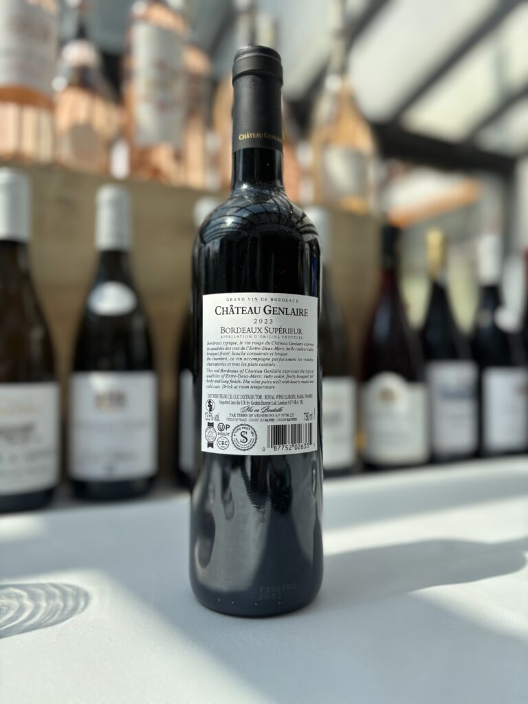 2023 Chateau Genlaire, Bourdeaux Superieur (back label);