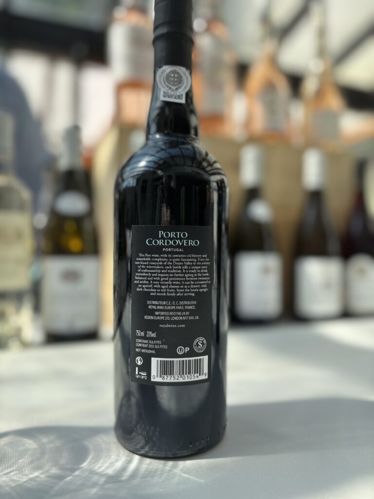 NV Porto Cordovero, Ruby Port (back label);